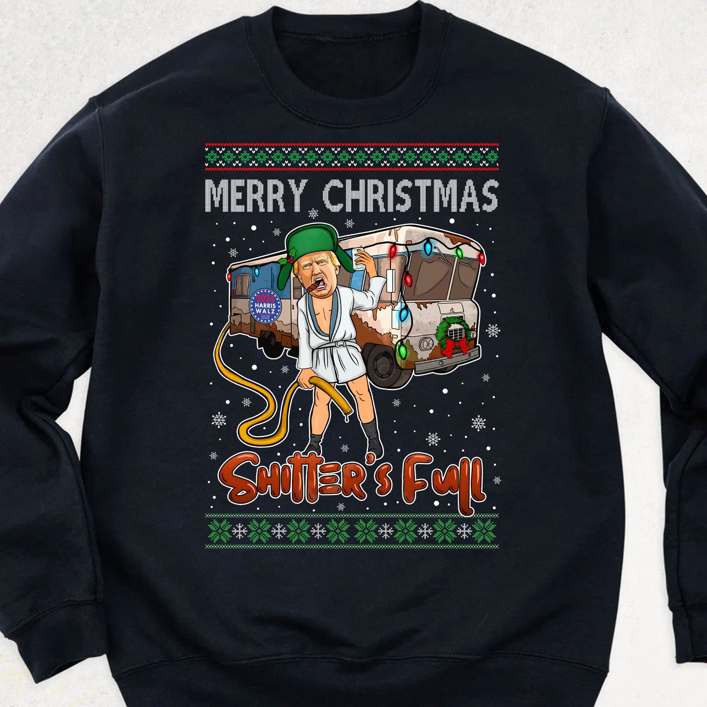 Trump 2024 Merry Christmas Shitter’s Full, Funny Trump Christmas Shirt, Trump 47th President Sweatshirt Dark T1757 - GOP