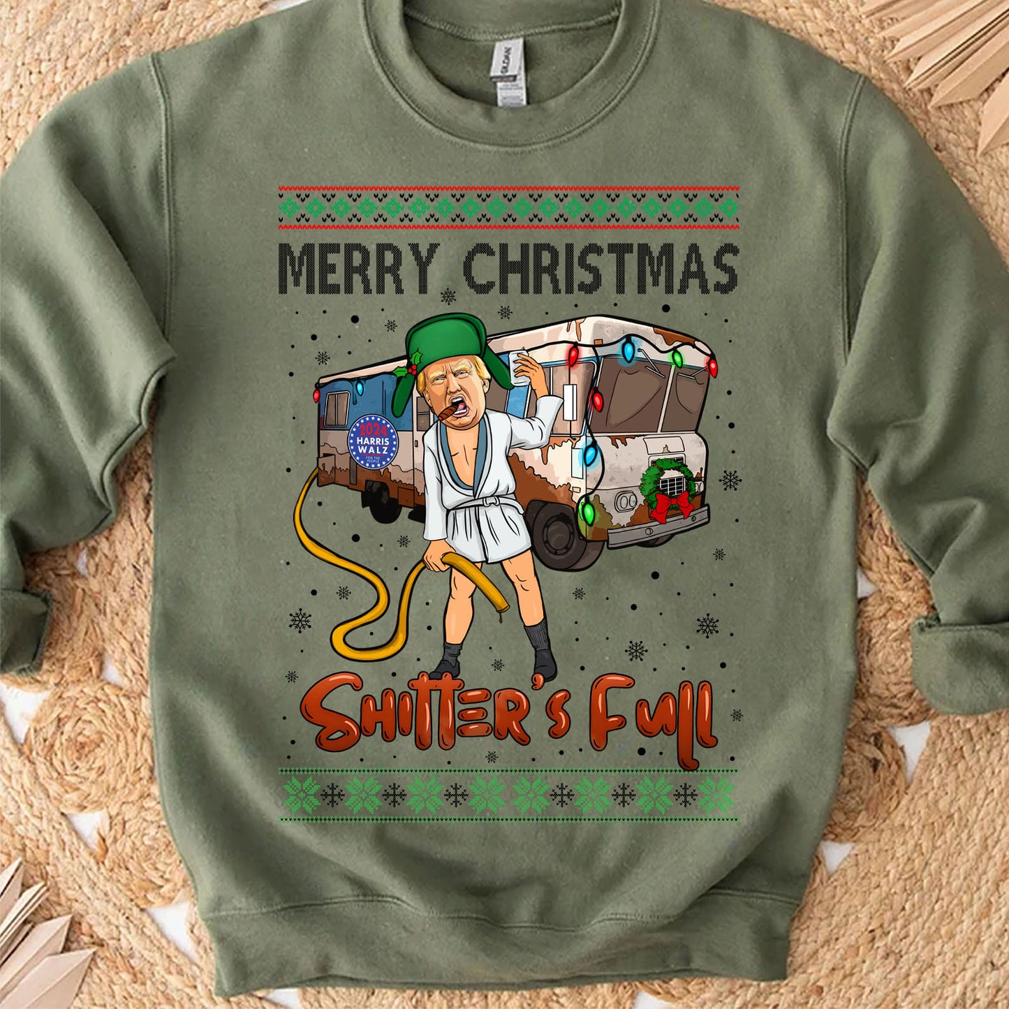 Trump 2024 Merry Christmas Shitter’s Full, Funny Trump Christmas Shirt, Trump 47th President Sweatshirt Bright T1757 - GOP