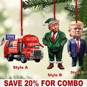 Trump Vance MAGA 2024 Garbage Truck Ornament, Trump Garbage Truck Acrylic Ornament | Perfect for Car & Christmas Tree Decor T1758 - GOP