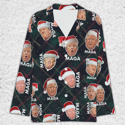 Funny Trump Face MAGA Pajamas,Trump Christmas Pajamas, Trump Won 2024 Pajamas M1776 - GOP