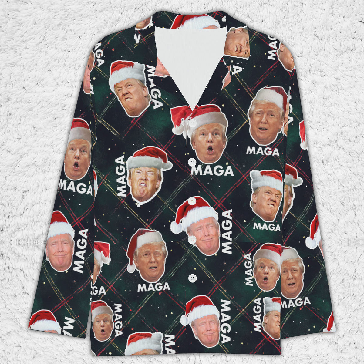 Funny Trump Face MAGA Pajamas,Trump Christmas Pajamas, Trump Won 2024 Pajamas M1776 - GOP