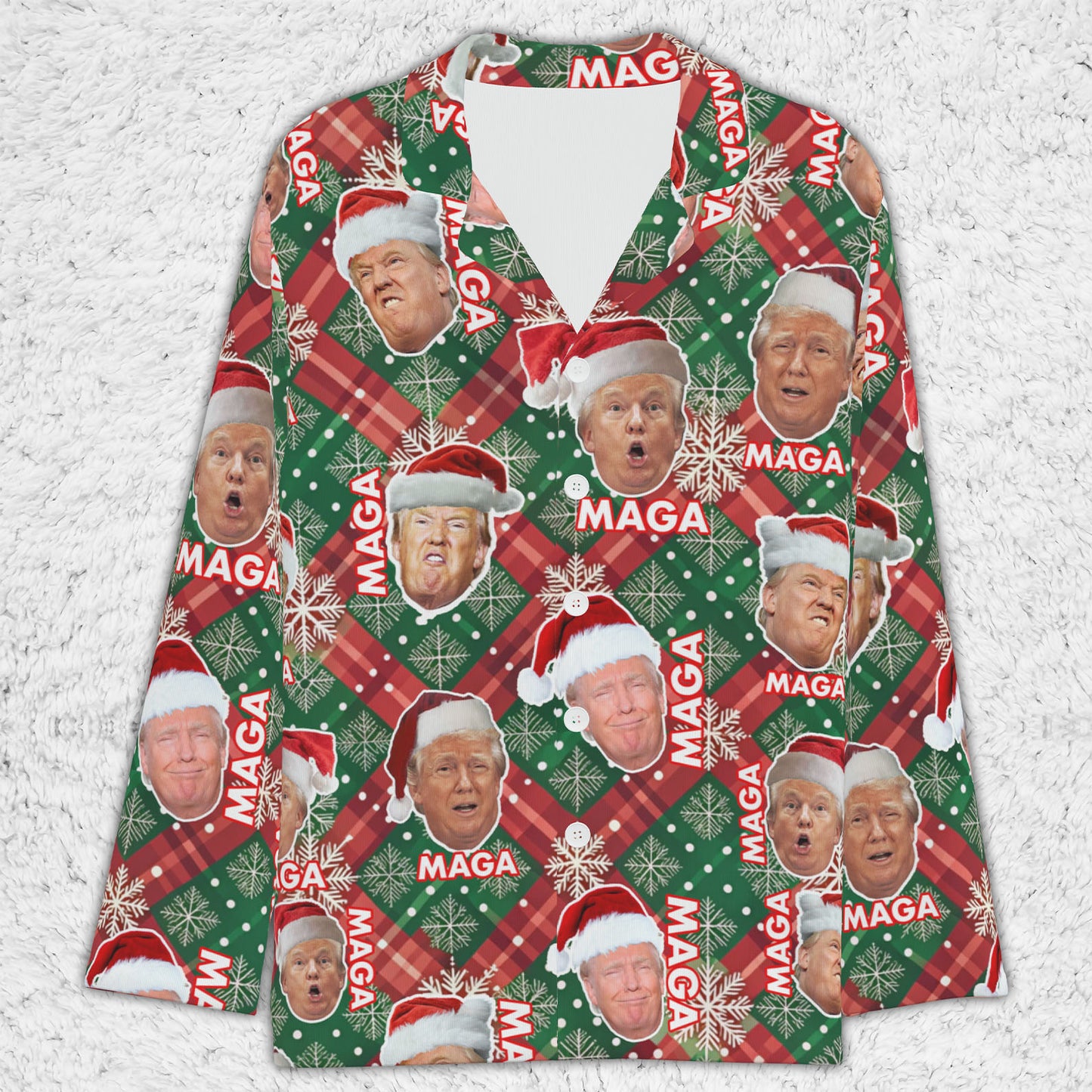 Funny Trump Face MAGA Pajamas,Trump Christmas Pajamas, Trump Won 2024 Pajamas M1776 - GOP