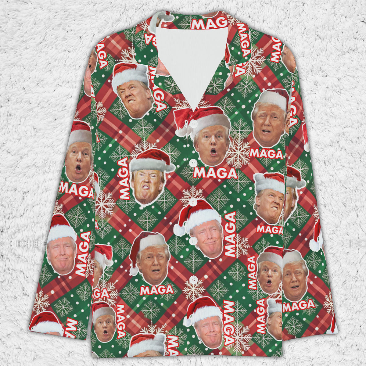 Funny Trump Face MAGA Pajamas,Trump Christmas Pajamas, Trump Won 2024 Pajamas M1776 - GOP