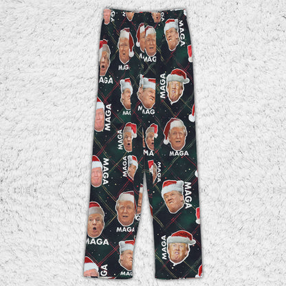 Funny Trump Face MAGA Pajamas,Trump Christmas Pajamas, Trump Won 2024 Pajamas M1776 - GOP