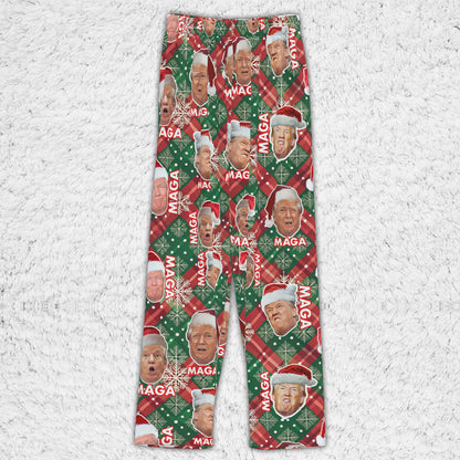 Funny Trump Face MAGA Pajamas,Trump Christmas Pajamas, Trump Won 2024 Pajamas M1776 - GOP