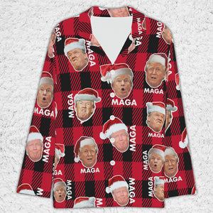 Funny Trump Face MAGA Pajamas,Trump Christmas Pajamas, Trump Won 2024 Pajamas M1776 - GOP