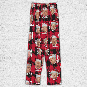 Funny Trump Face MAGA Pajamas,Trump Christmas Pajamas, Trump Won 2024 Pajamas M1776 - GOP