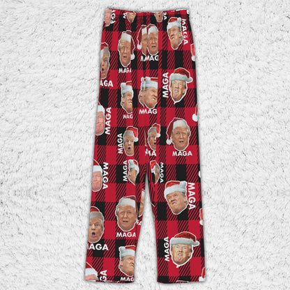 Funny Trump Face MAGA Pajamas,Trump Christmas Pajamas, Trump Won 2024 Pajamas M1776 - GOP