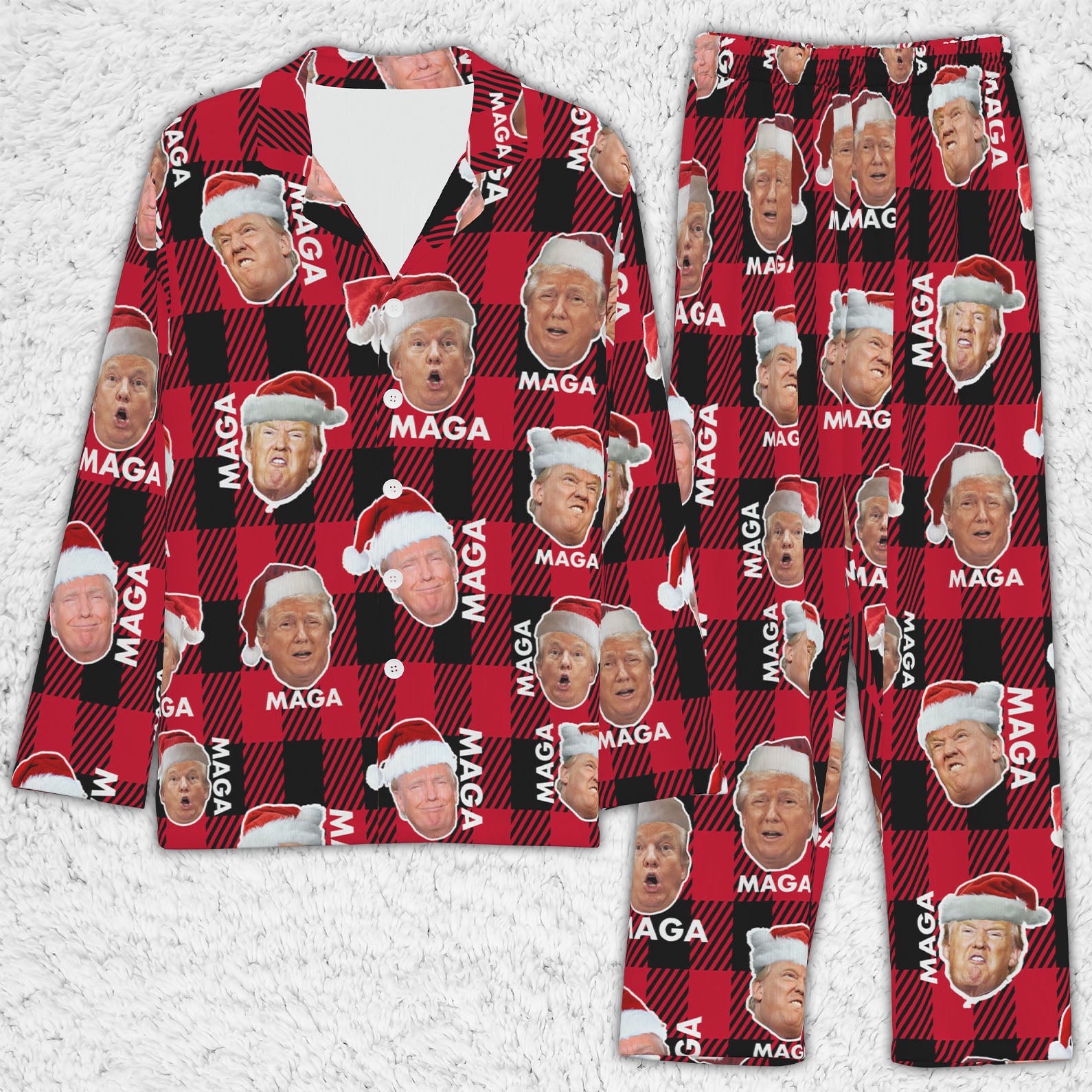 Funny Trump Face MAGA Pajamas,Trump Christmas Pajamas, Trump Won 2024 Pajamas M1776 - GOP