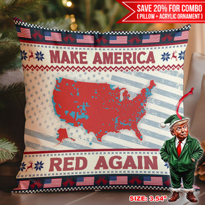 Make America Red Again Pillow, Election Map 2024,  2024 Election Result, Trump Won 2024 Christmas Pillow M1817 - GOP