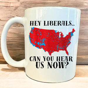 Trump Victory Map, MAGA Trump Can You Hear Us Now Coffee Mug, Red Trump Map 2024 Coffee Mug C1823 - GOP - WFD