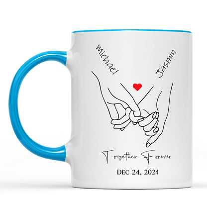 Pinky Hold Hands, Customize Valentine Mug, Personalize Anniversary Gift, Valentines Gift 681824