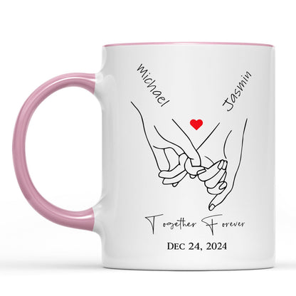 Pinky Hold Hands, Customize Valentine Mug, Personalize Anniversary Gift, Valentines Gift 681824