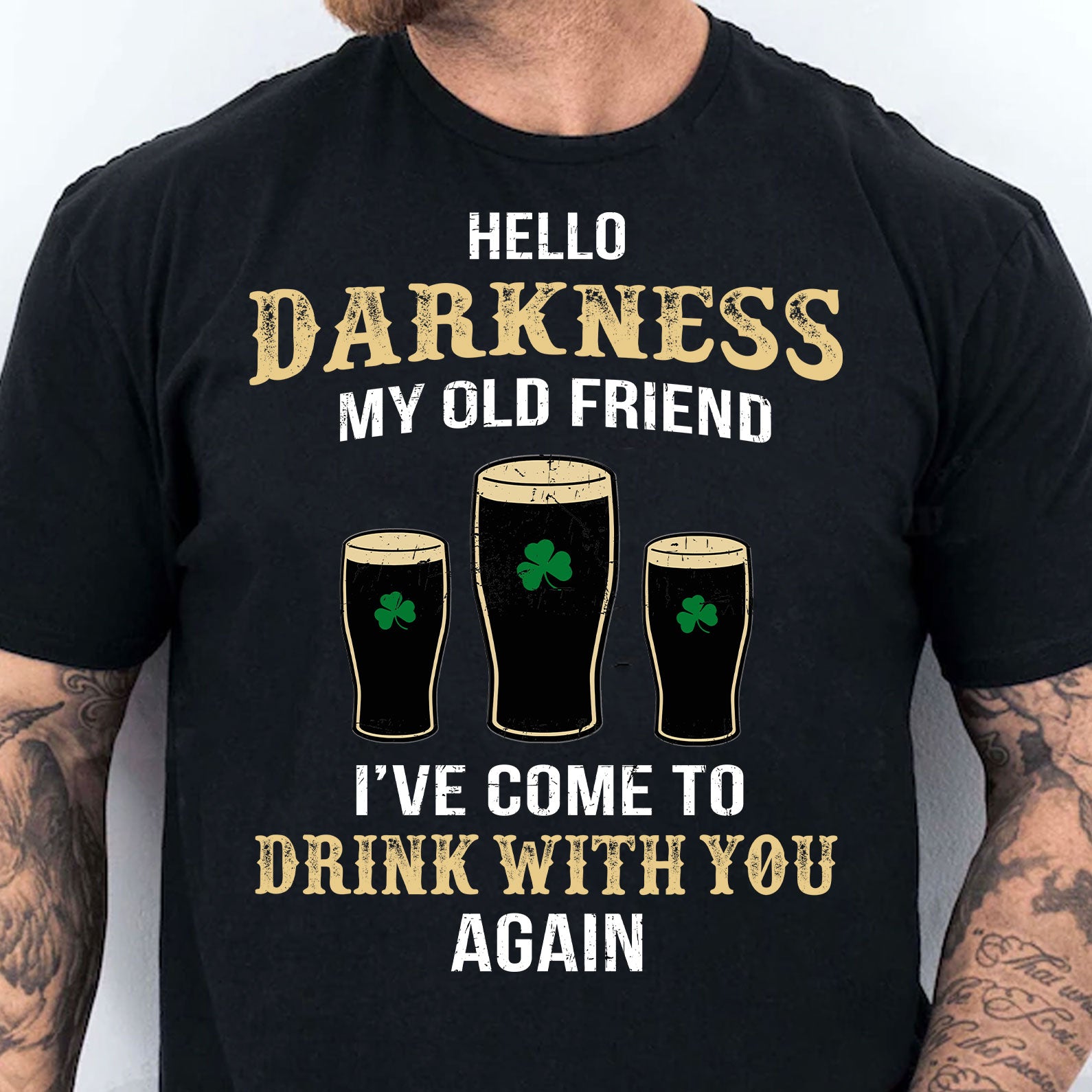 Hello Darkness My Old Friend Shirt, Irish Darkness Front Shamrock Shirt, St Patrick's Day Shirt 681926