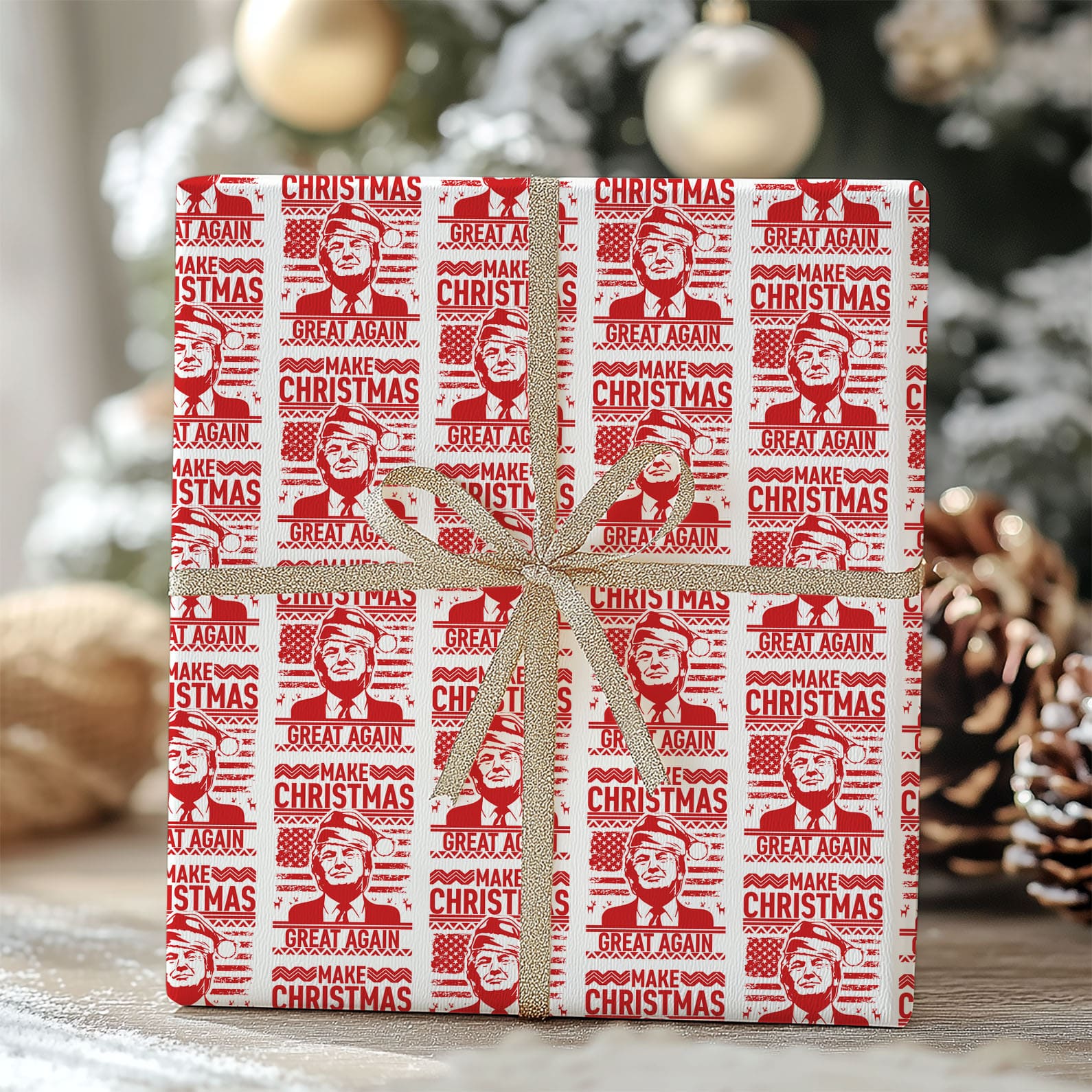 Make Christmas Great Again Wrapping Paper, Trump Christmas Wrapping Paper, Funny Christmas Gift Paper, MAGA Gift Wrap, Republican Gift M1826 - GOP