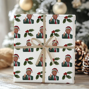 Christmas Trump Wrapping Paper, Political Xmas Gift Wrap, GOP Secret Santa Wrapping Paper, Patriotic Present, Republican Gift M1829 - GOP