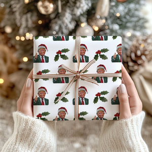 Christmas Trump Wrapping Paper, Political Xmas Gift Wrap, GOP Secret Santa Wrapping Paper, Patriotic Present, Republican Gift M1829 - GOP