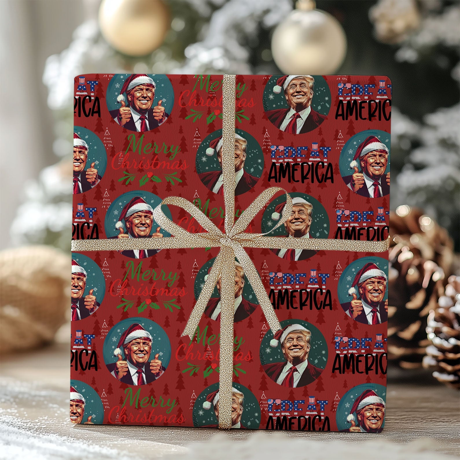 Trump Great America Wrapping Paper, Trump Won 2024, MAGA Gift Wrap ...