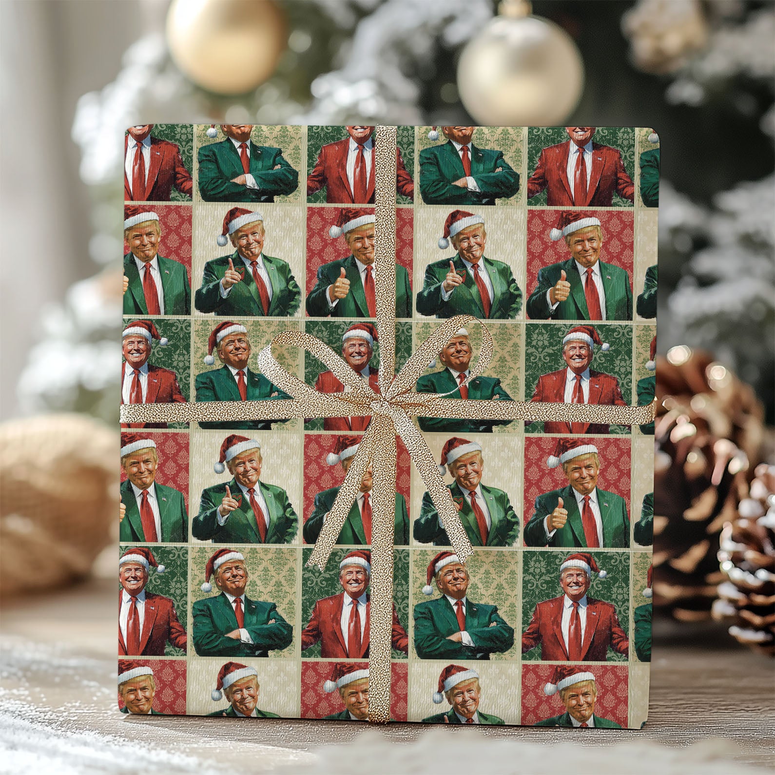 Jolly Trump Christmas, Christmas Trump Gift Wrapping Paper, MAGA Gift Wrap, Republican Gift M1833 - GOP