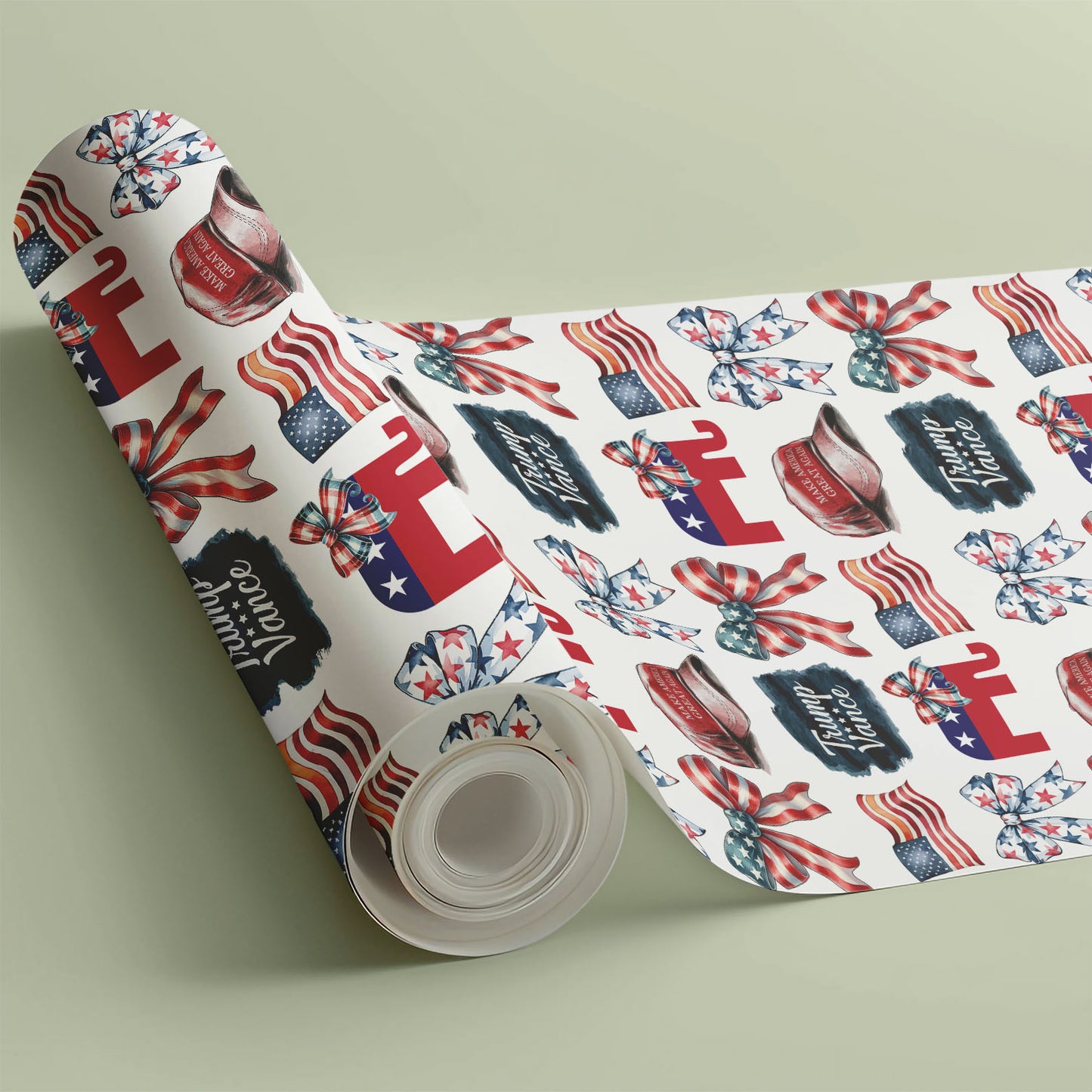 Trump Vance Coquette Wrapping Paper, MAGA Gift Wrap, Patriotic Present, Republican Gift 681836 - GOP