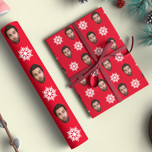 Personalized With ANY Face Snowflake Wrapping Paper, Funny Heads Print, Unique Novelty Gift Wrap, Custom Christmas Gift Ideas for Friends, Family, Dog Lovers 681840