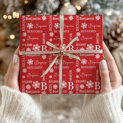 Personalized Name Christmas Snowflake Repeating Wrapping Paper | Custom Name Wrapping Paper | Custom Christmas Gift 681842 - WFD