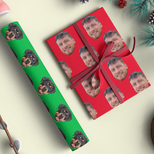 Personalised With ANY Face Wrapping Paper | Funny Heads Print, Unique Novelty Gift Wrap | Custom Christmas Gift Ideas for Friends, Family, Dog Lovers 681843