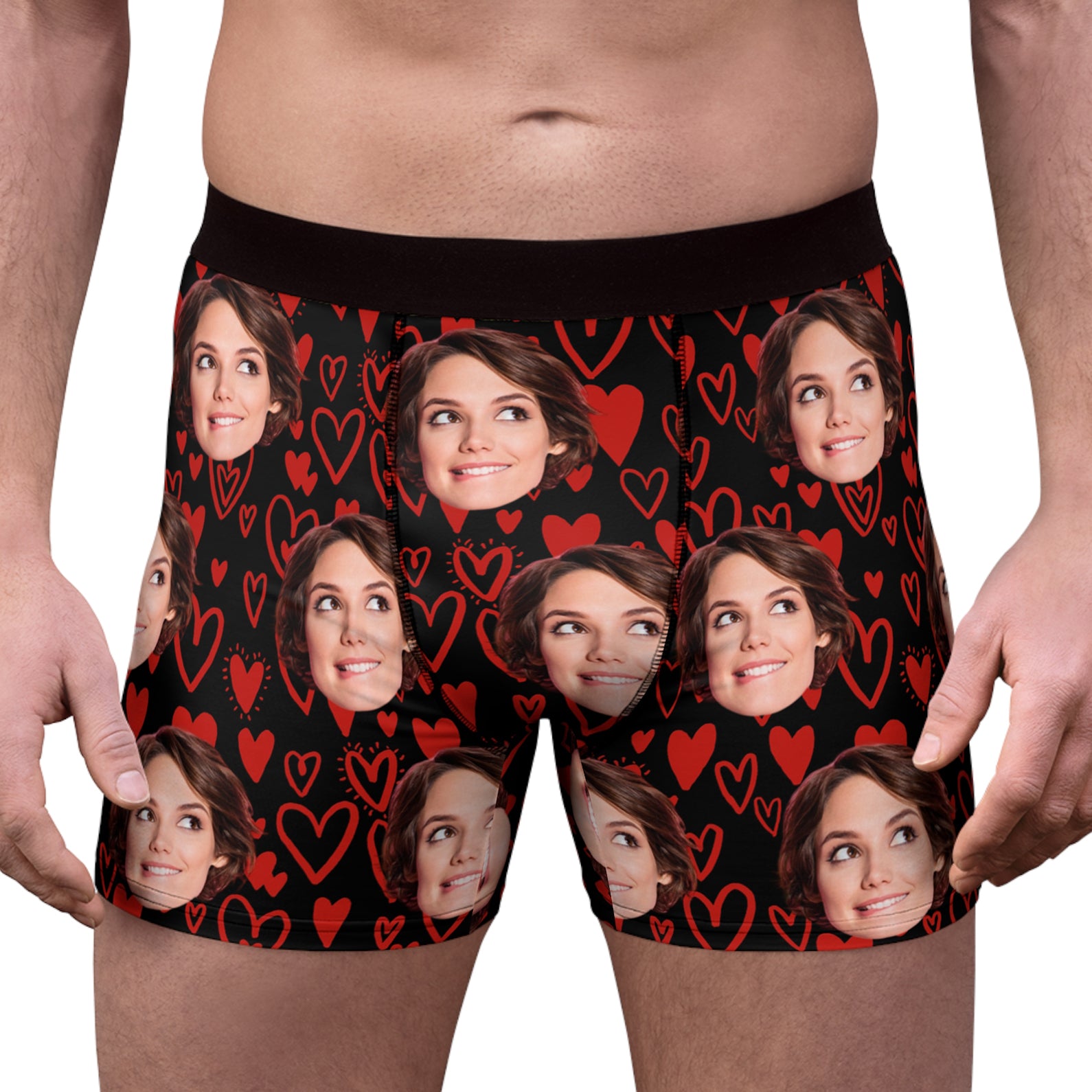 Custom Face Heart Pattern Boxer Briefs, Custom Face Photo Boxer, Custom Christmas Gift Ideas for Husband, Boyfriend 681848