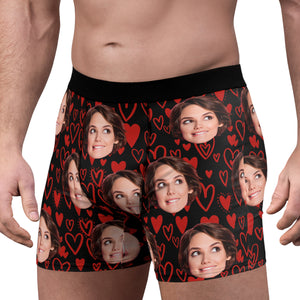 Custom Face Heart Pattern Boxer Briefs, Custom Face Photo Boxer, Custom Christmas Gift Ideas for Husband, Boyfriend 681848