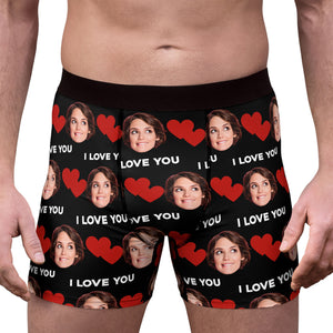 Custom Face I Love U Heart Boxer Briefs, Custom Face Photo Boxer, Custom Christmas Gift Ideas for Husband, Boyfriend 681852