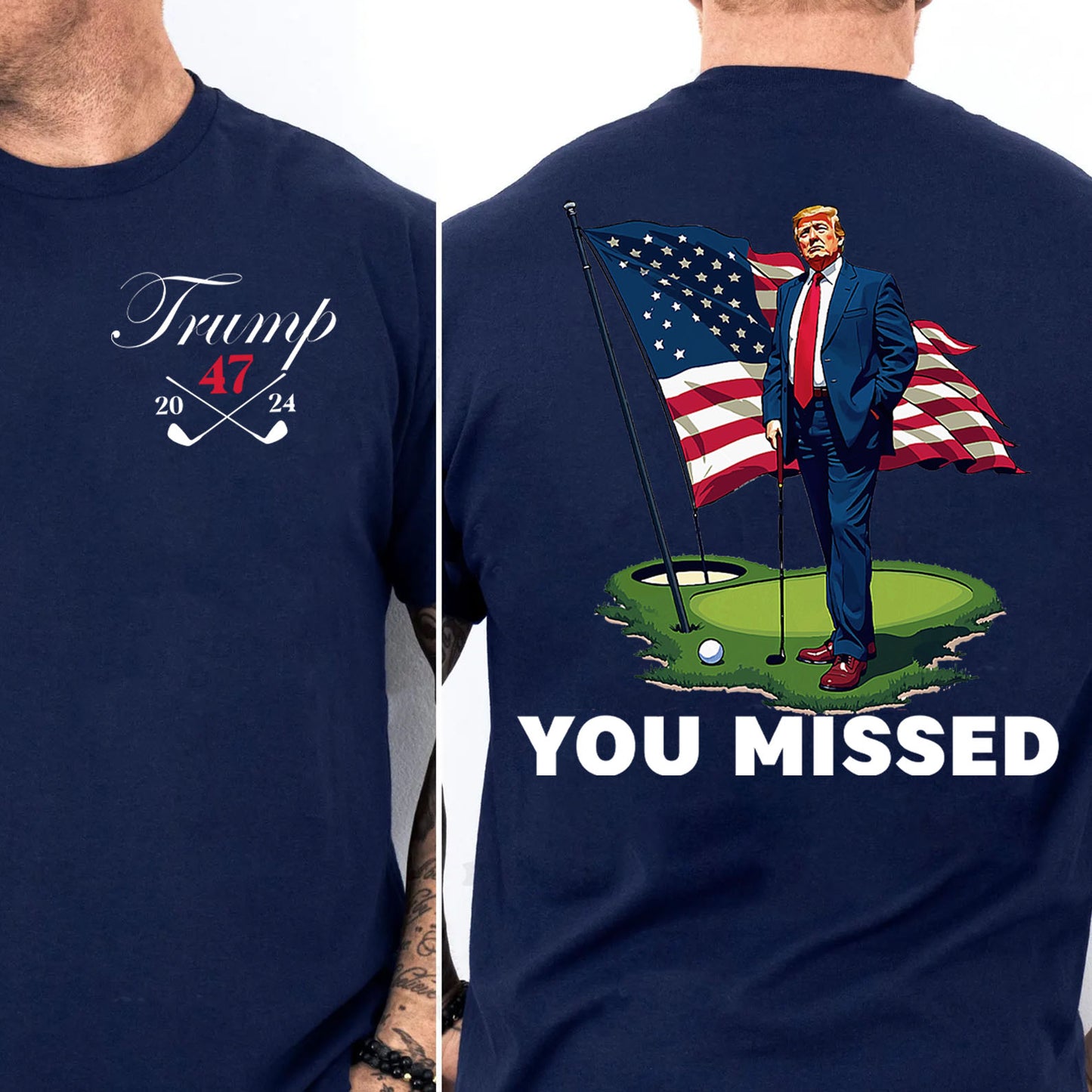 Trump Golf You Missed Shirts | Barstol Golf Trump Tshirts | Republican Nominee Shirts | Republican Political T-shirts | Trump Front & Back Shirt Dark 681853 - GOP