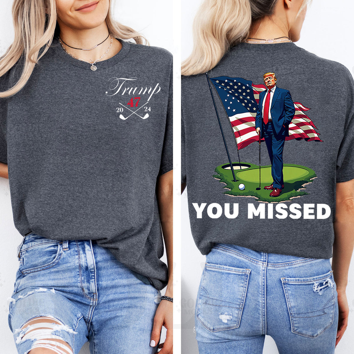 Trump Golf You Missed Shirts | Barstol Golf Trump Tshirts | Republican Nominee Shirts | Republican Political T-shirts | Trump Front & Back Shirt Dark 681853 - GOP