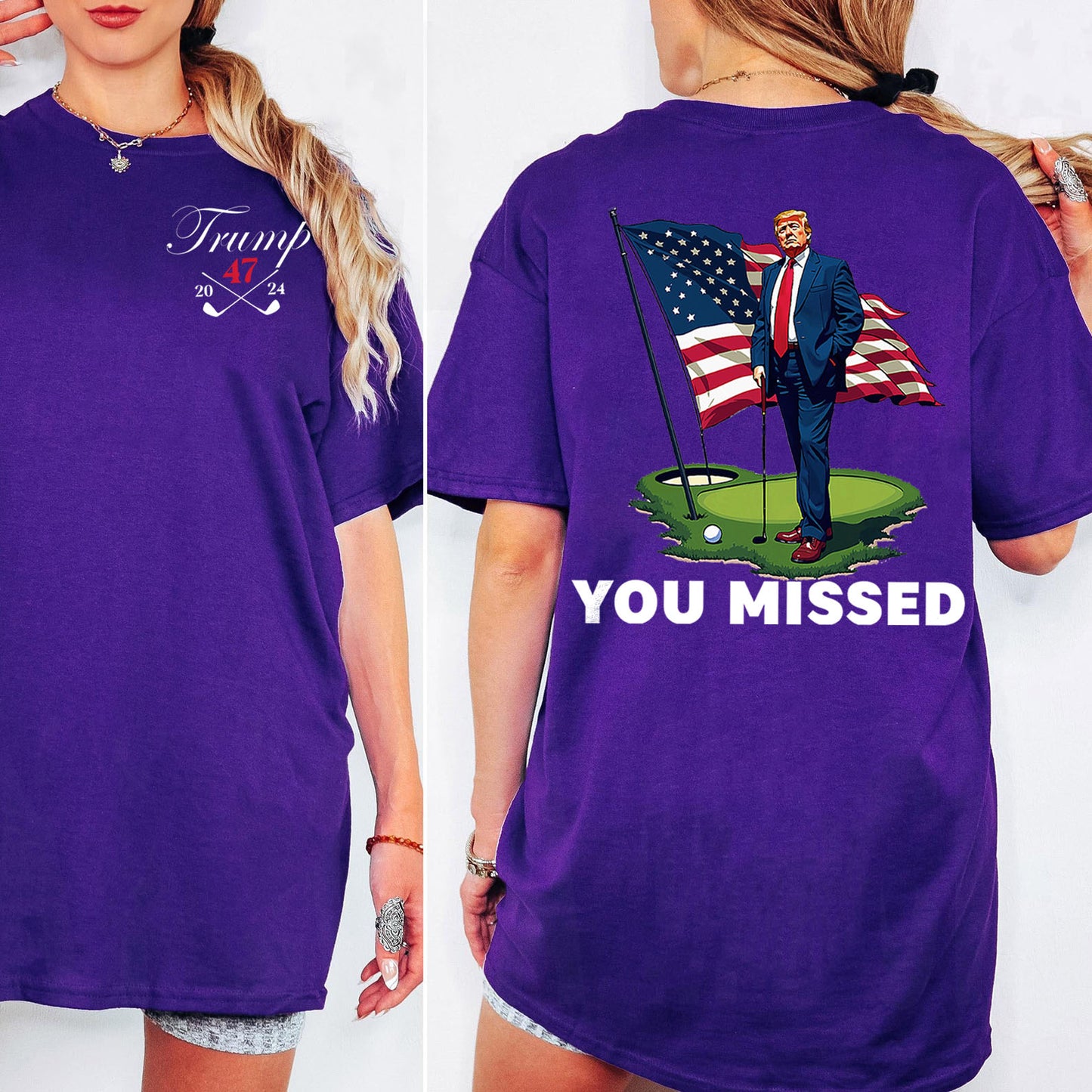 Trump Golf You Missed Shirts | Barstol Golf Trump Tshirts | Republican Nominee Shirts | Republican Political T-shirts | Trump Front & Back Shirt Dark 681853 - GOP