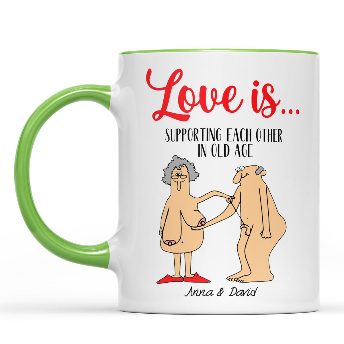 Love is Supporting Each Other In Old Age, Funny Valentine Mug, Anniversary Gift, Valentines Gift 681856