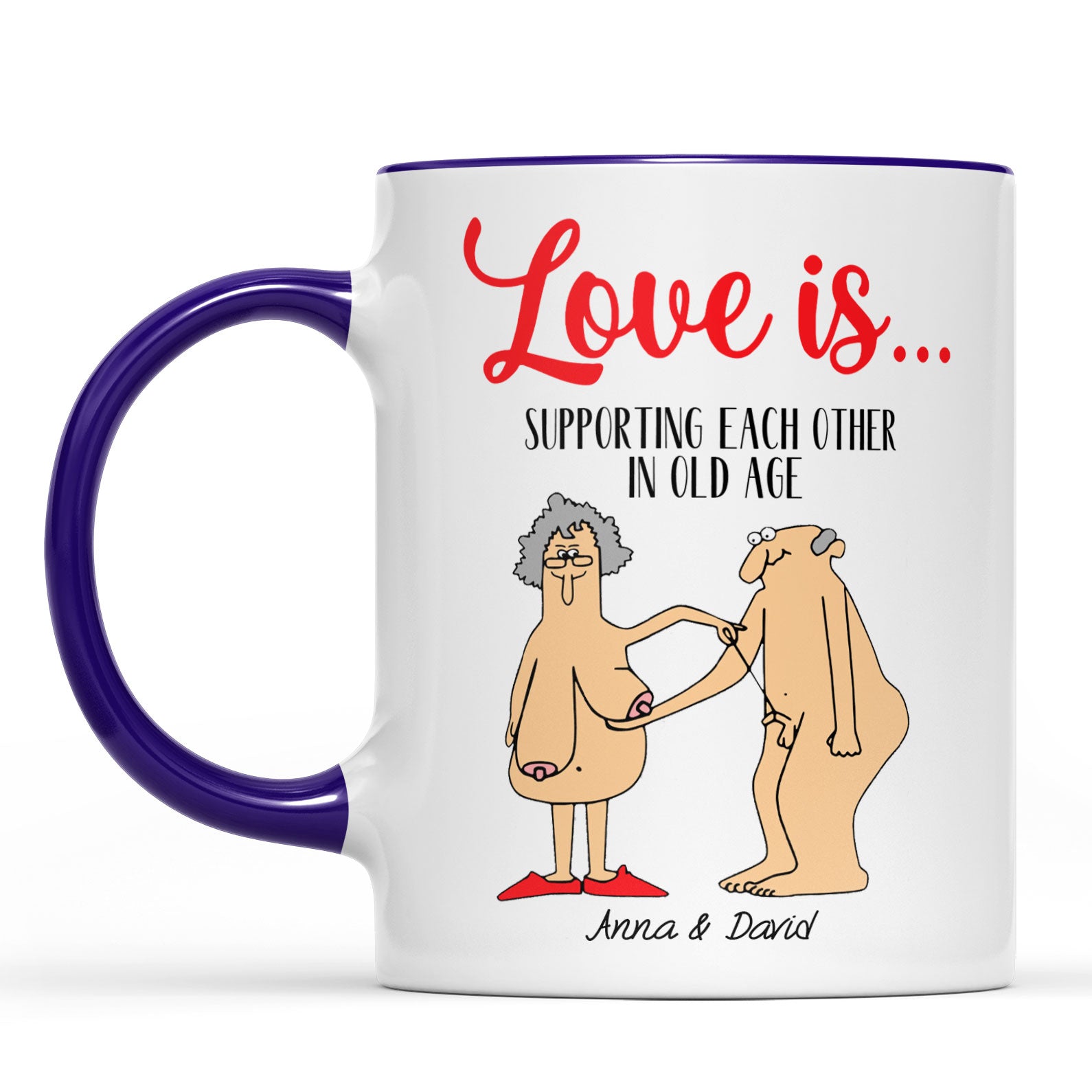 Love is Supporting Each Other In Old Age, Funny Valentine Mug