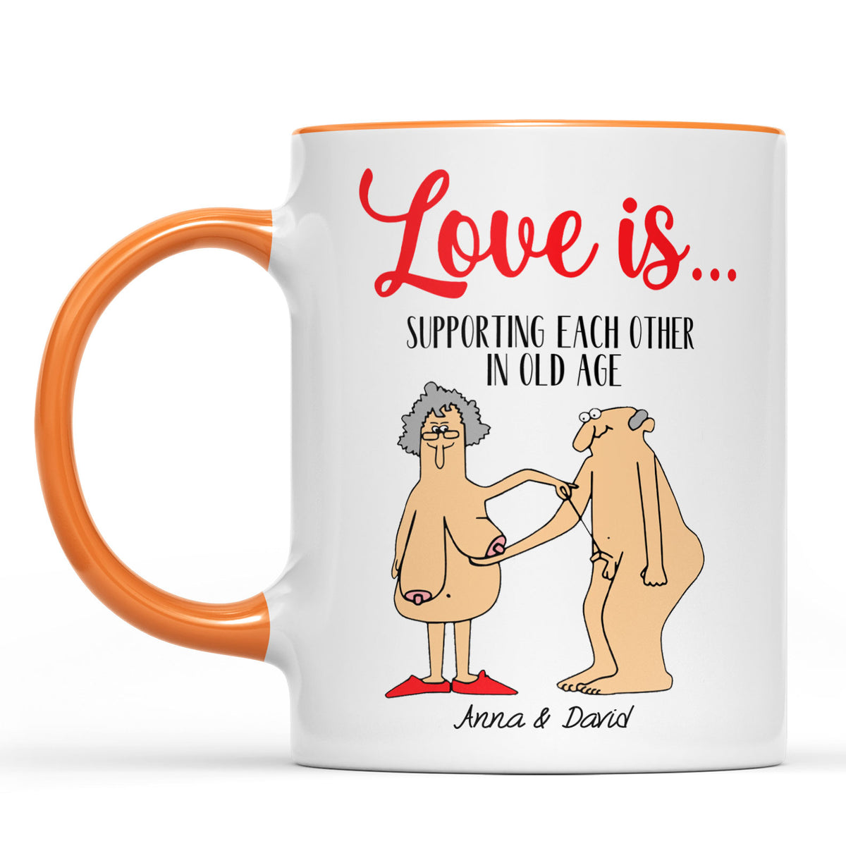 Love is Supporting Each Other In Old Age, Funny Valentine Mug, Anniversary Gift, Valentines Gift 681856