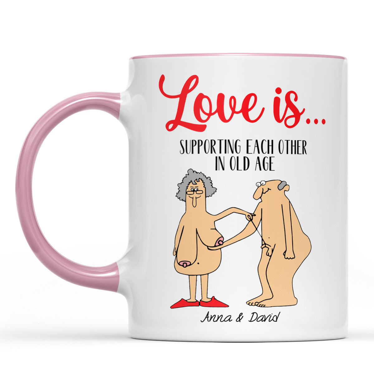 Love is Supporting Each Other In Old Age, Funny Valentine Mug, Anniversary Gift, Valentines Gift 681856