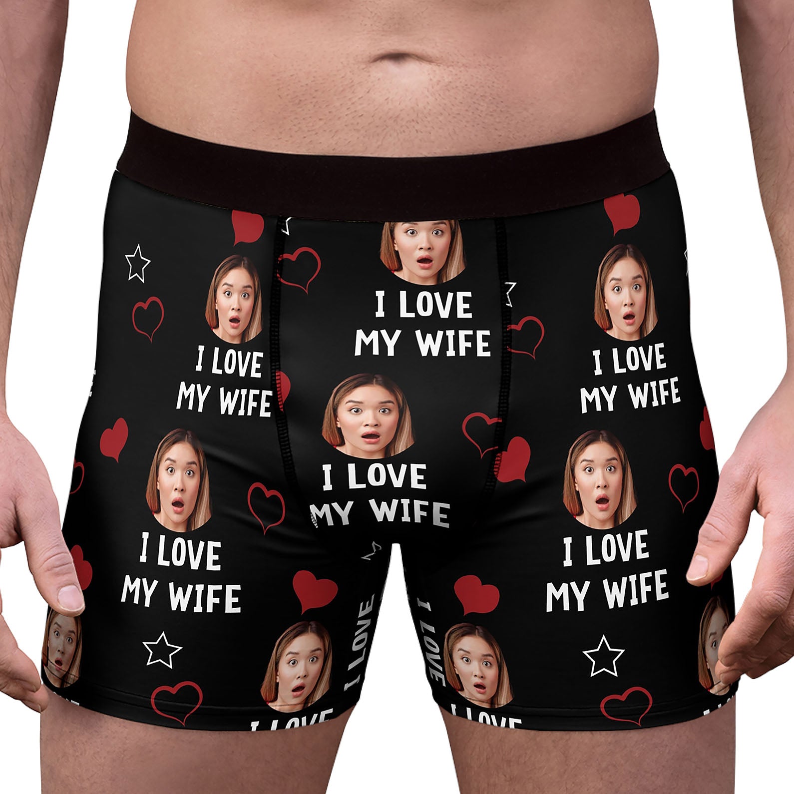 I Love with Heart Boxer Briefs, Custom Face Photo Boxer, Custom Valentine Gift Ideas for Husband, Boyfriend 681858