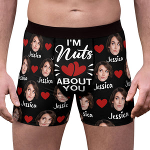 I'm Nuts About You | Live Preview Custom Face Photo Boxer Briefs | Personalized Gift Ideas for Husband, Boyfriend, Valentines Day 681860