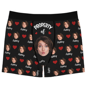 Custom Photo Property Of | Live Preview Custom Face Photo Boxer Briefs | Funny Personalized Gift Ideas for Husband, Boyfriend, Valentines Day 681861