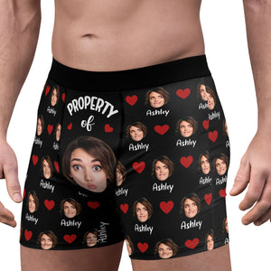 Custom Photo Property Of | Live Preview Custom Face Photo Boxer Briefs | Funny Personalized Gift Ideas for Husband, Boyfriend, Valentines Day 681861