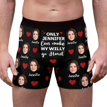 Custom Photo Only She Can Jingle My Bells | Live Preview Custom Face Photo Boxer Briefs | Funny Personalized Gift Ideas for Husband, Boyfriend, Valentines Day 681862