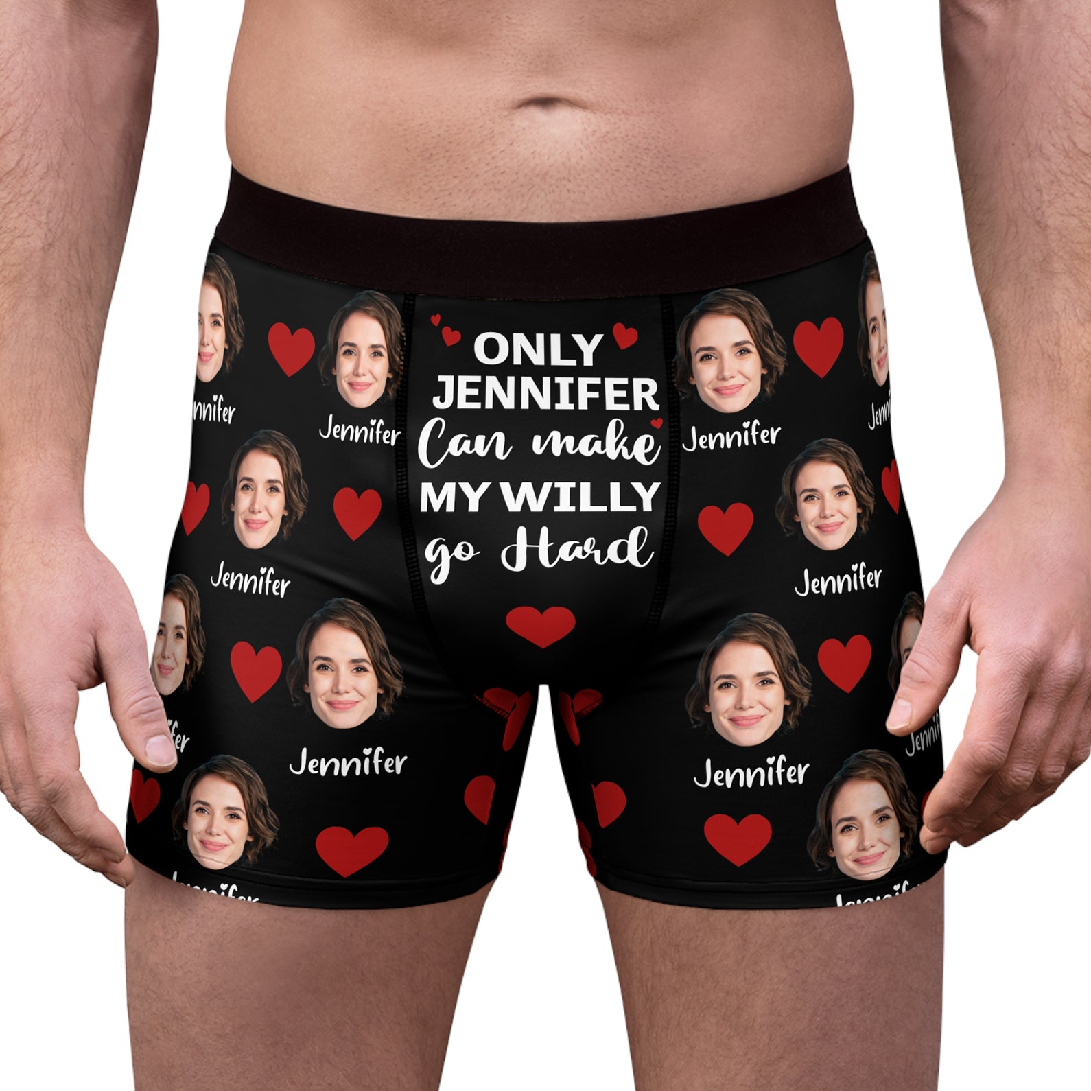 Custom Photo Only She Can Jingle My Bells | Live Preview Custom Face Photo Boxer Briefs | Funny Personalized Gift Ideas for Husband, Boyfriend, Valentines Day 681862