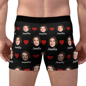 Custom Photo Only She Can Jingle My Bells | Live Preview Custom Face Photo Boxer Briefs | Funny Personalized Gift Ideas for Husband, Boyfriend, Valentines Day 681862