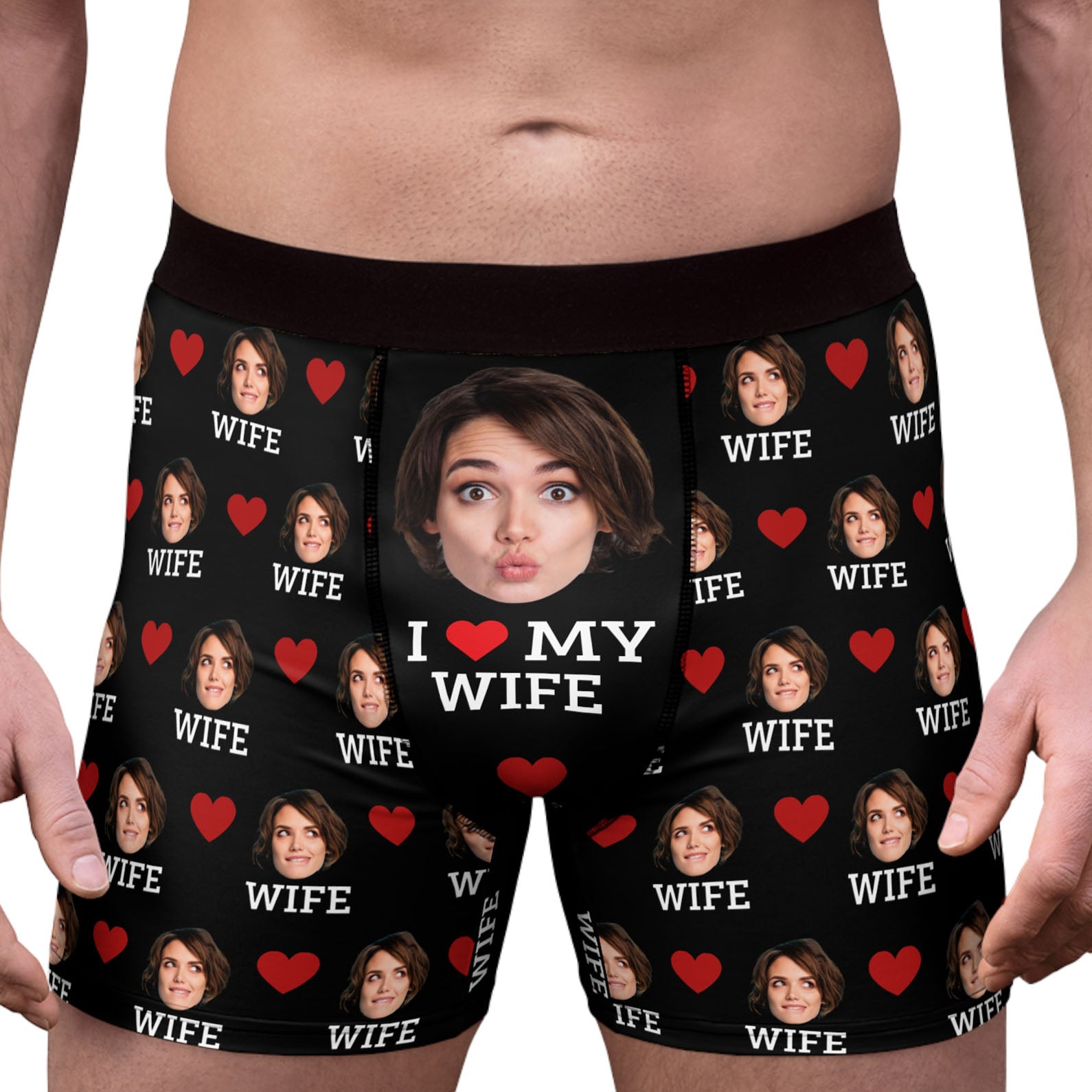 Custom Photo I Love My | Live Preview Custom Face Photo Boxer Briefs | Funny Personalized Gift Ideas for Husband, Boyfriend, Valentines Day 681863