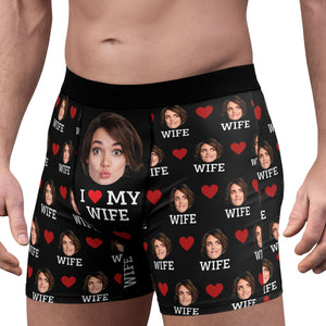 Custom Photo I Love My | Live Preview Custom Face Photo Boxer Briefs | Funny Personalized Gift Ideas for Husband, Boyfriend, Valentines Day 681863