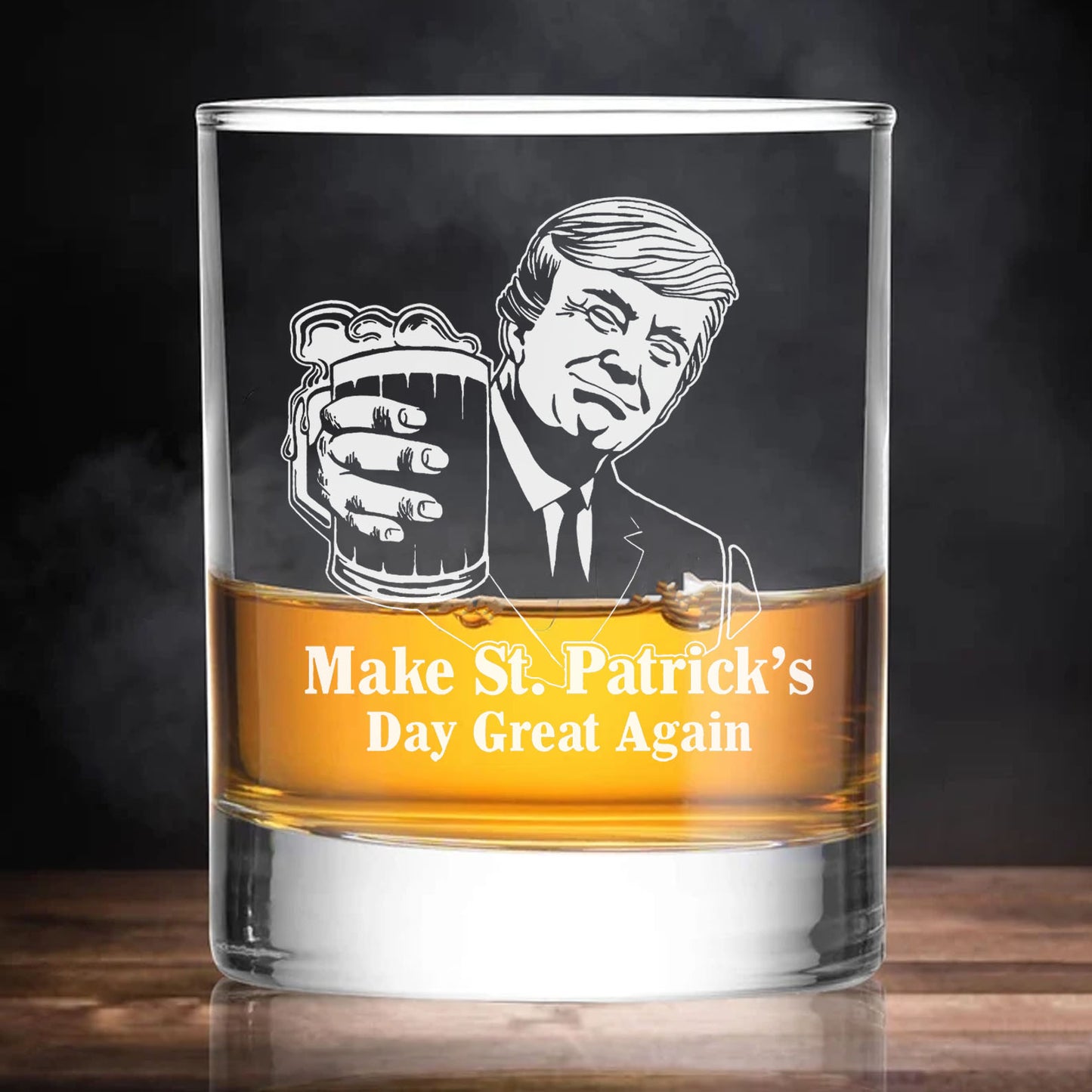 Donald Trump Make St Patrick's Day Great Again Glass | President Trump Print Whiskey Glasses, St Patrick's Day Glass 681867- GOP