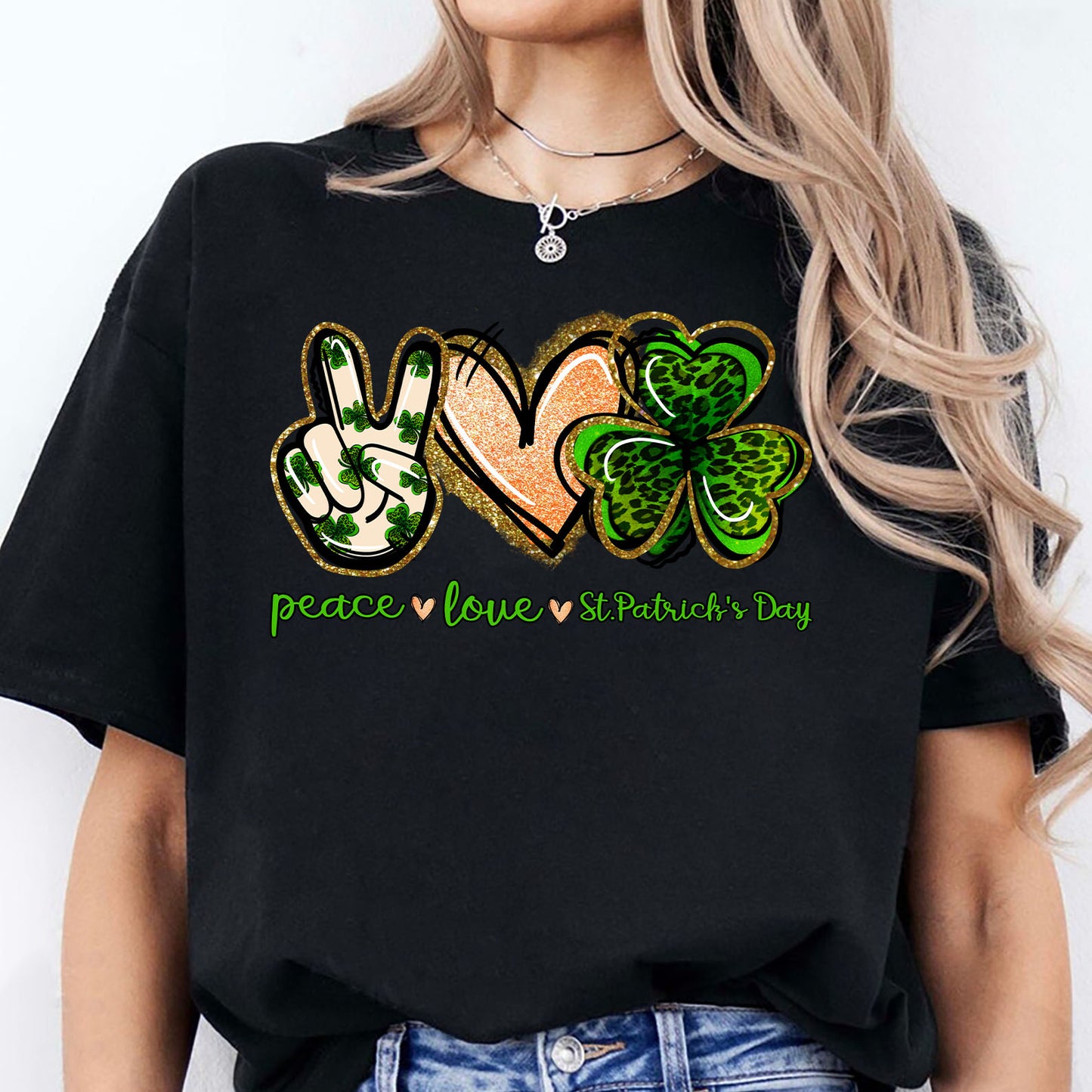 Peace Love St Paddy's Day Tee, St Patrick's Day Shirt, St. Patrick's Day Sweater, Irish Shirt Dark 681871