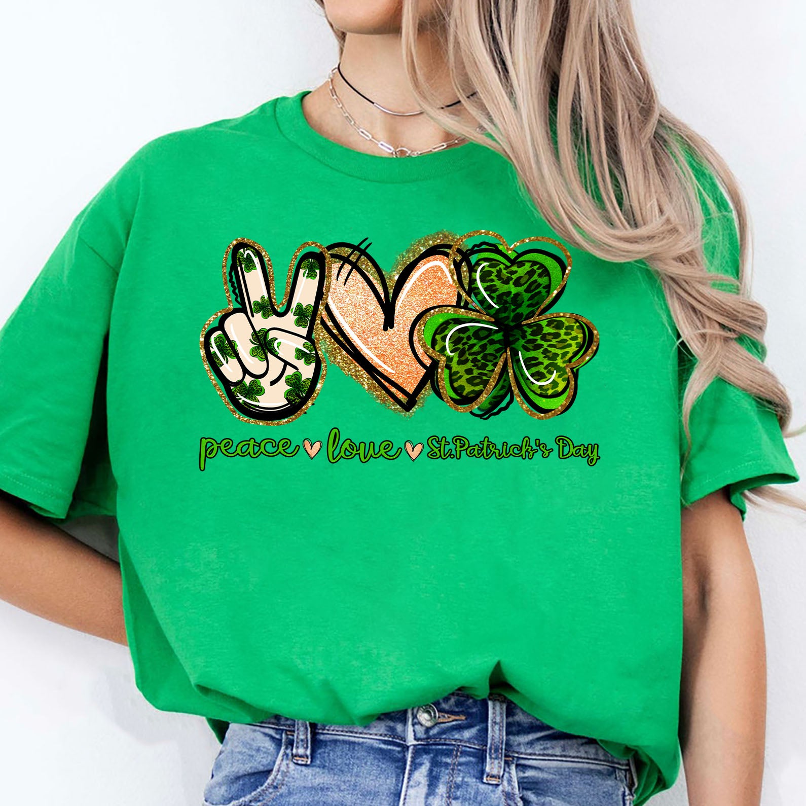 Peace Love St Pattys Day Tee, St Patrick's Day Shirt, St. Patrick's Day Sweater, Irish Shirt Dark 681871