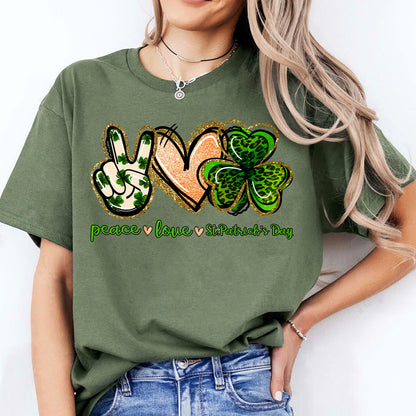 Peace Love St Paddy's Day Tee, St Patrick's Day Shirt, St. Patrick's Day Sweater, Irish Shirt Dark 681871